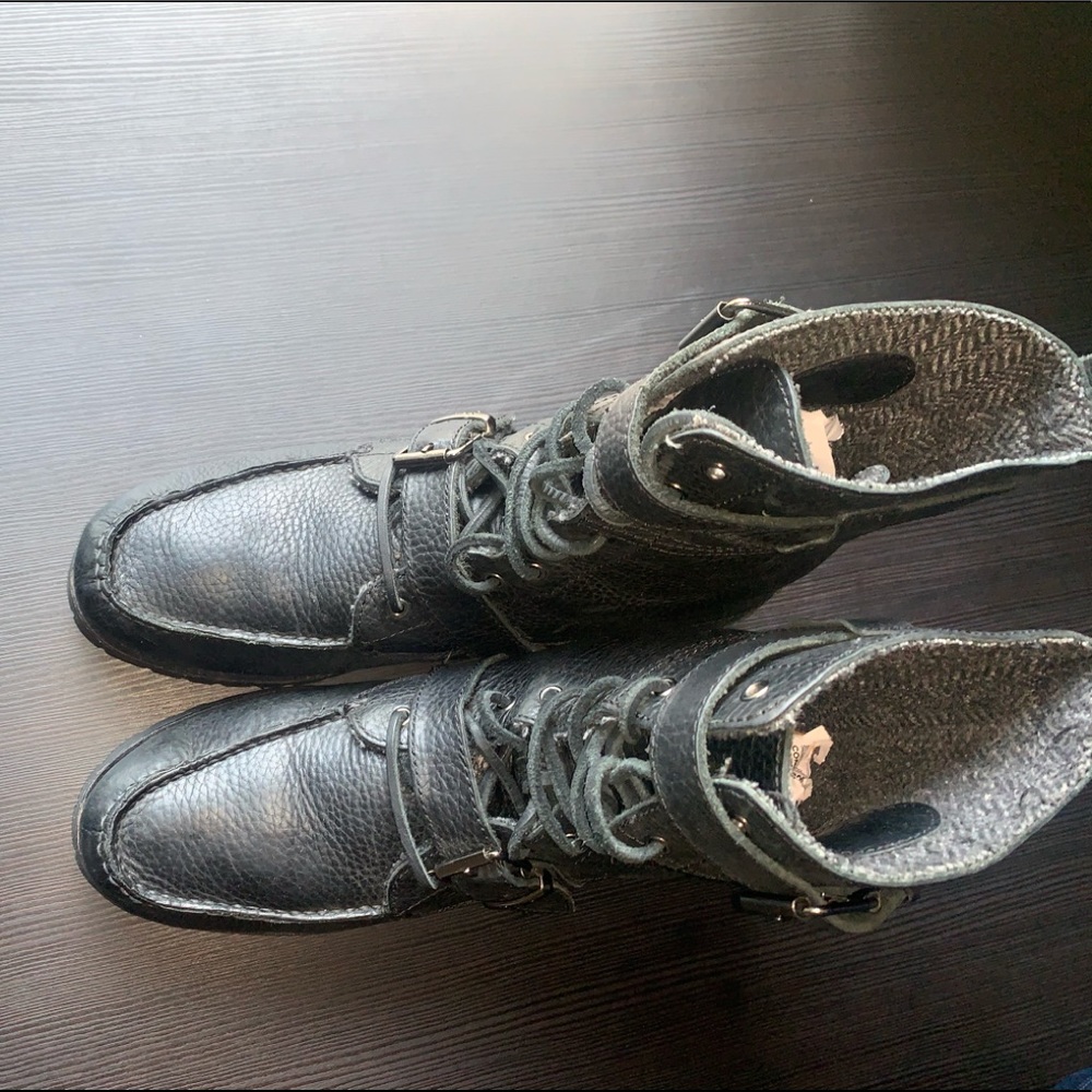 Ralph Lauren Radbourne Black  Leather  Boots Sz 11